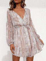 Cutout Back Surplice Long Sleeve Dress - Trendsi - Flyclothing LLC