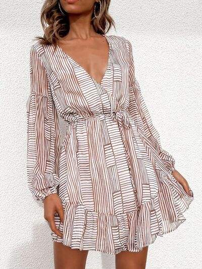 Cutout Back Surplice Long Sleeve Dress - Trendsi - Flyclothing LLC