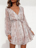 Cutout Back Surplice Long Sleeve Dress - Trendsi