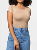 Full Size Round Neck Short Sleeve Bodysuit - Trendsi - Flyclothing LLC