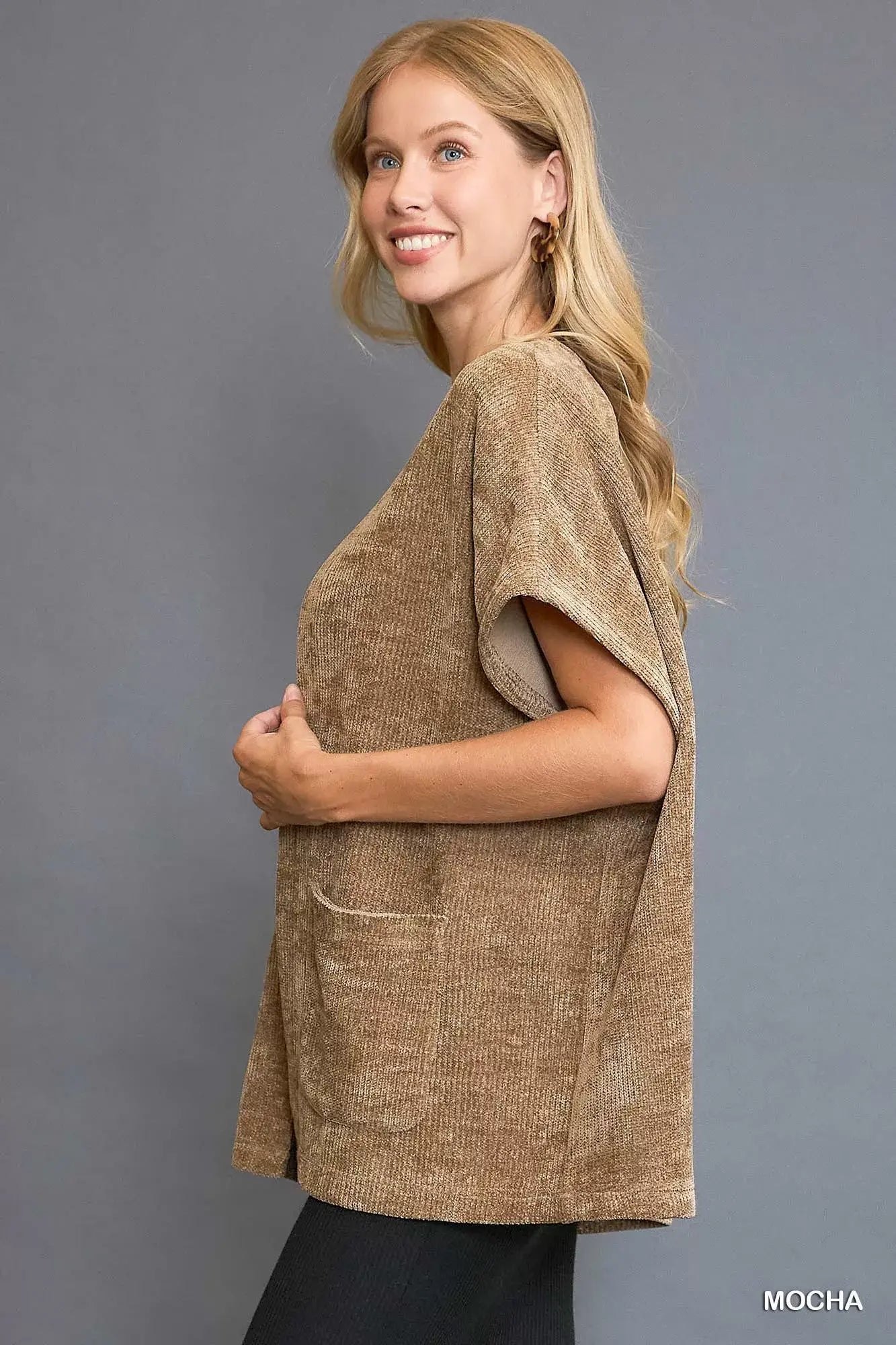 Umgee Open Front Knit Cardigan with Front Pockets - Trendsi - Flyclothing LLC