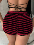 Striped High Waist Shorts - Trendsi - Flyclothing LLC