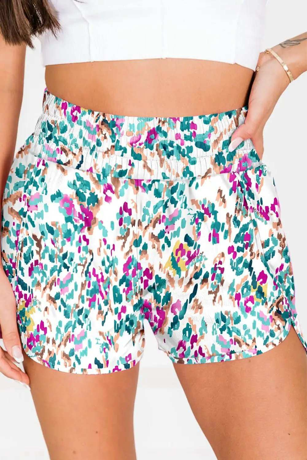 Printed High Waist Shorts - Trendsi - Flyclothing LLC