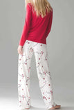 Round Neck Long Sleeve Top and Printed Pants Lounge Set - Trendsi - Flyclothing LLC