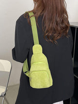 Corduroy Solid Color Crossbody Bag - Trendsi - Flyclothing LLC
