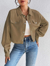 Snap Down Long Sleeve Jacket - Trendsi - Flyclothing LLC