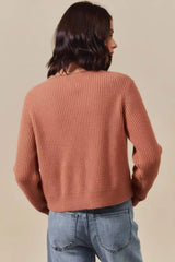 SO ME Checkered Plaid Tape Lace Up Ribbed Sweater - Trendsi - Flyclothing LLC