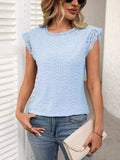 Lace Detail Round Neck Cap Sleeve Top - Trendsi - Flyclothing LLC