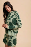Annie Wear Flower Pattern Drawstring Hooded Top and Shorts Sweater Set - Trendsi
