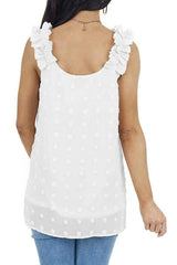 Full Size Swiss Dot V-Neck Tank - Trendsi - Flyclothing LLC