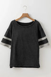 Contrast Round Neck Half Sleeve T-Shirt - Trendsi