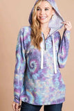 BiBi Brushed Circular Tie Dye Print Terry Hoodie - Trendsi - Flyclothing LLC