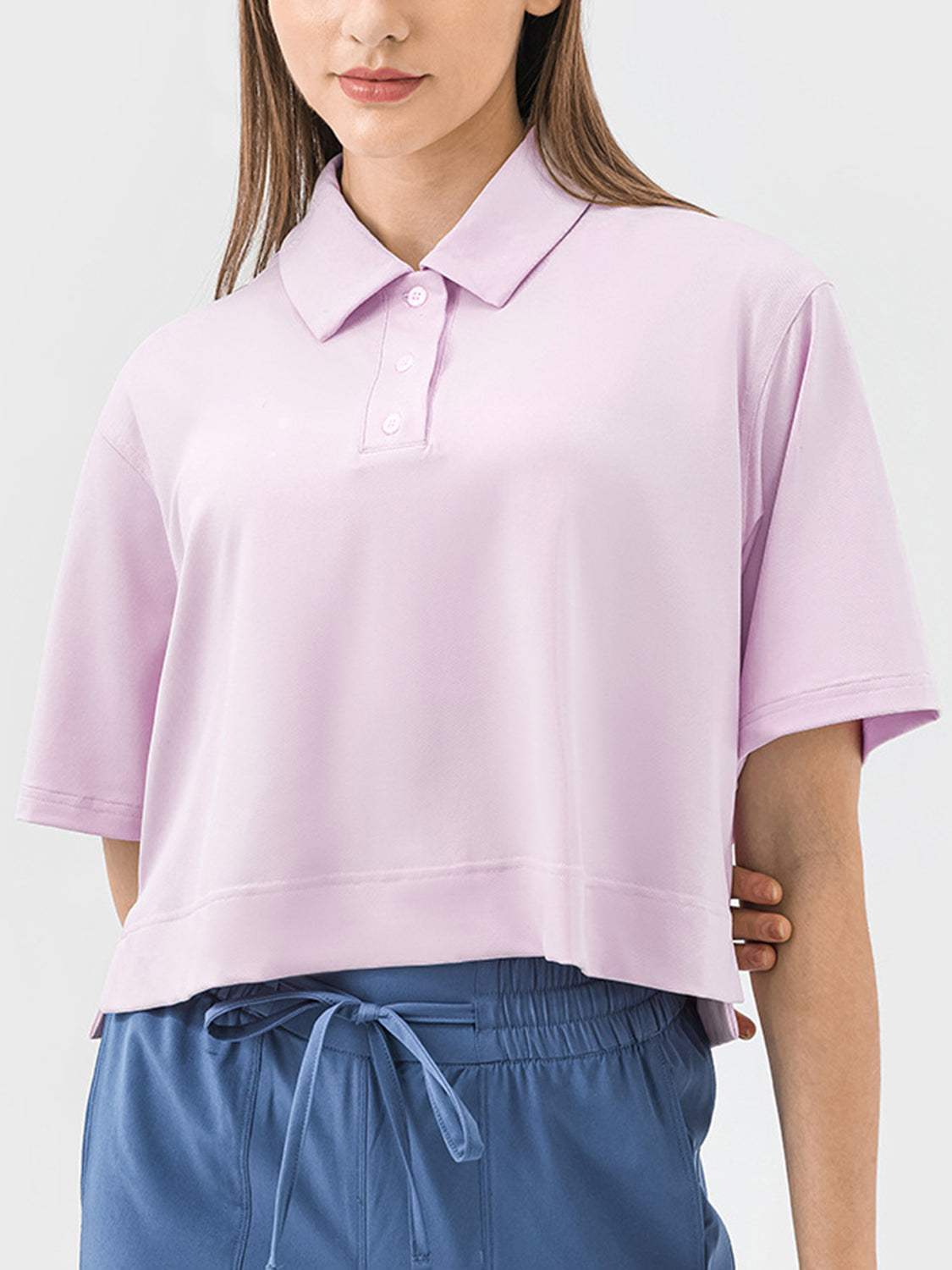 Half Button Short Sleeve Active T-Shirt - Trendsi - Flyclothing LLC