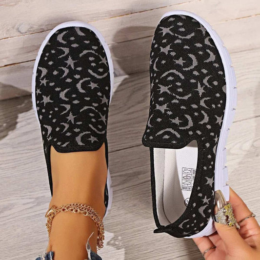 Star & Moon Pattern Flat Loafers - Trendsi - Flyclothing LLC