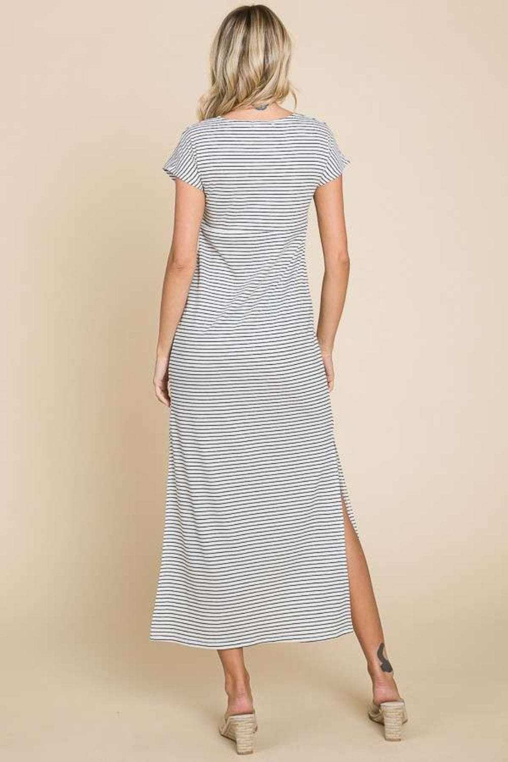 Culture Code Full Size Striped Twisted Detail Dress - Trendsi - Flyclothing LLC