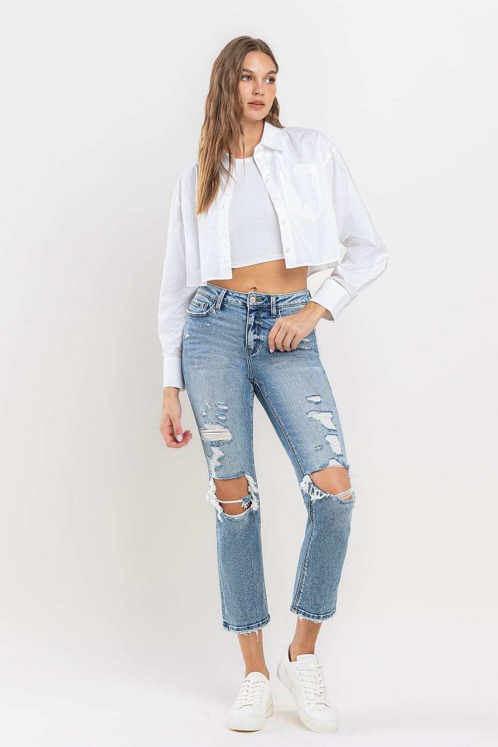 Lovervet Full Size High Rise Slim Straight Jeans - Trendsi - Flyclothing LLC