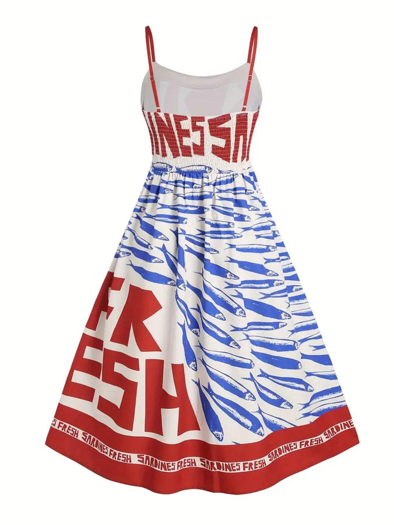 Sardine Print Spaghetti Strap Midi Dress - Trendsi - Flyclothing LLC