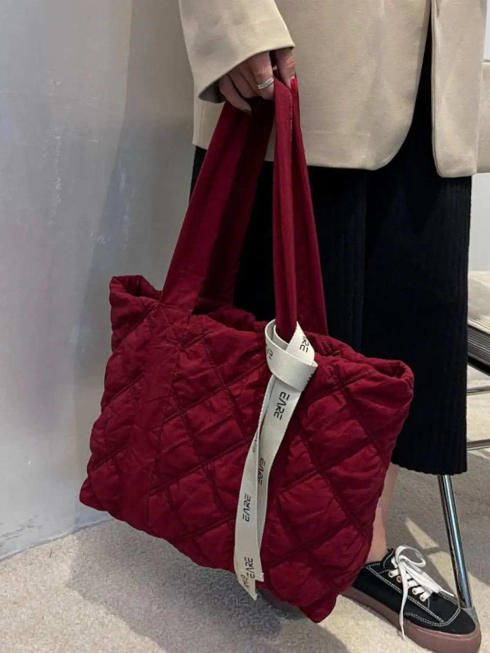 Quilted Nylon Large Tote Bag - Trendsi - Flyclothing LLC