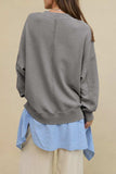 Side Slit Round Neck Long Sleeve Sweatshirt - Trendsi - Flyclothing LLC