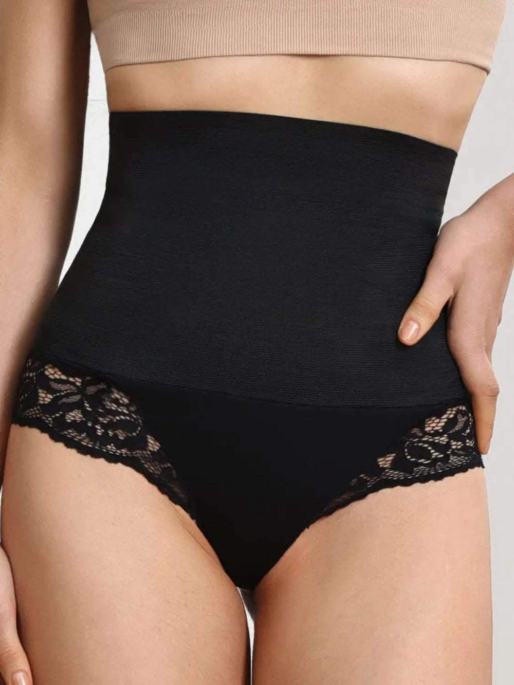 Lace Detail High Waist Shaping Panty - Trendsi