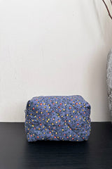 Floral Quilted Clutch with Plaid Lining - Trendsi