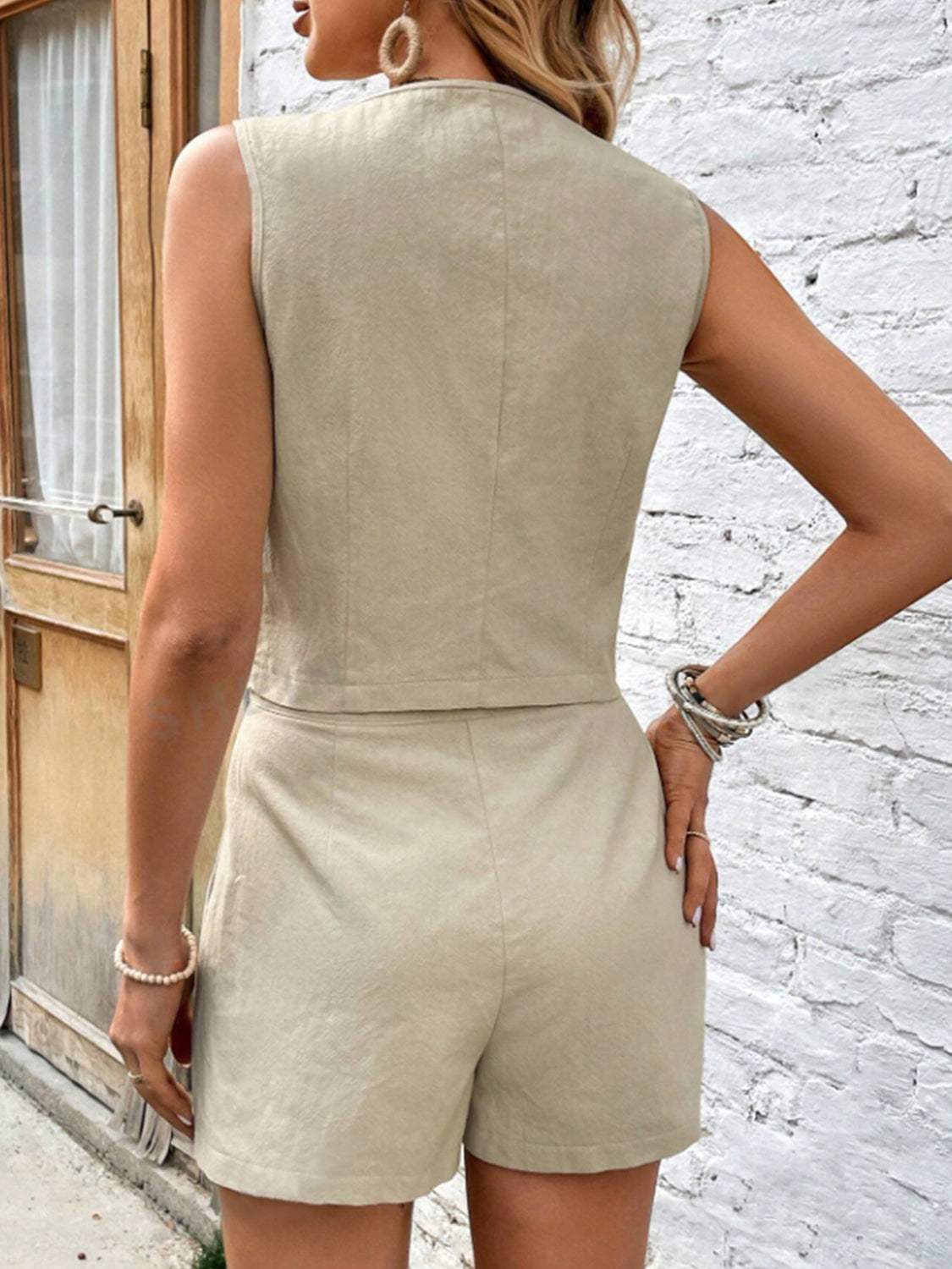 Scoop Neck Sleeveless Top and Shorts Set - Trendsi - Flyclothing LLC