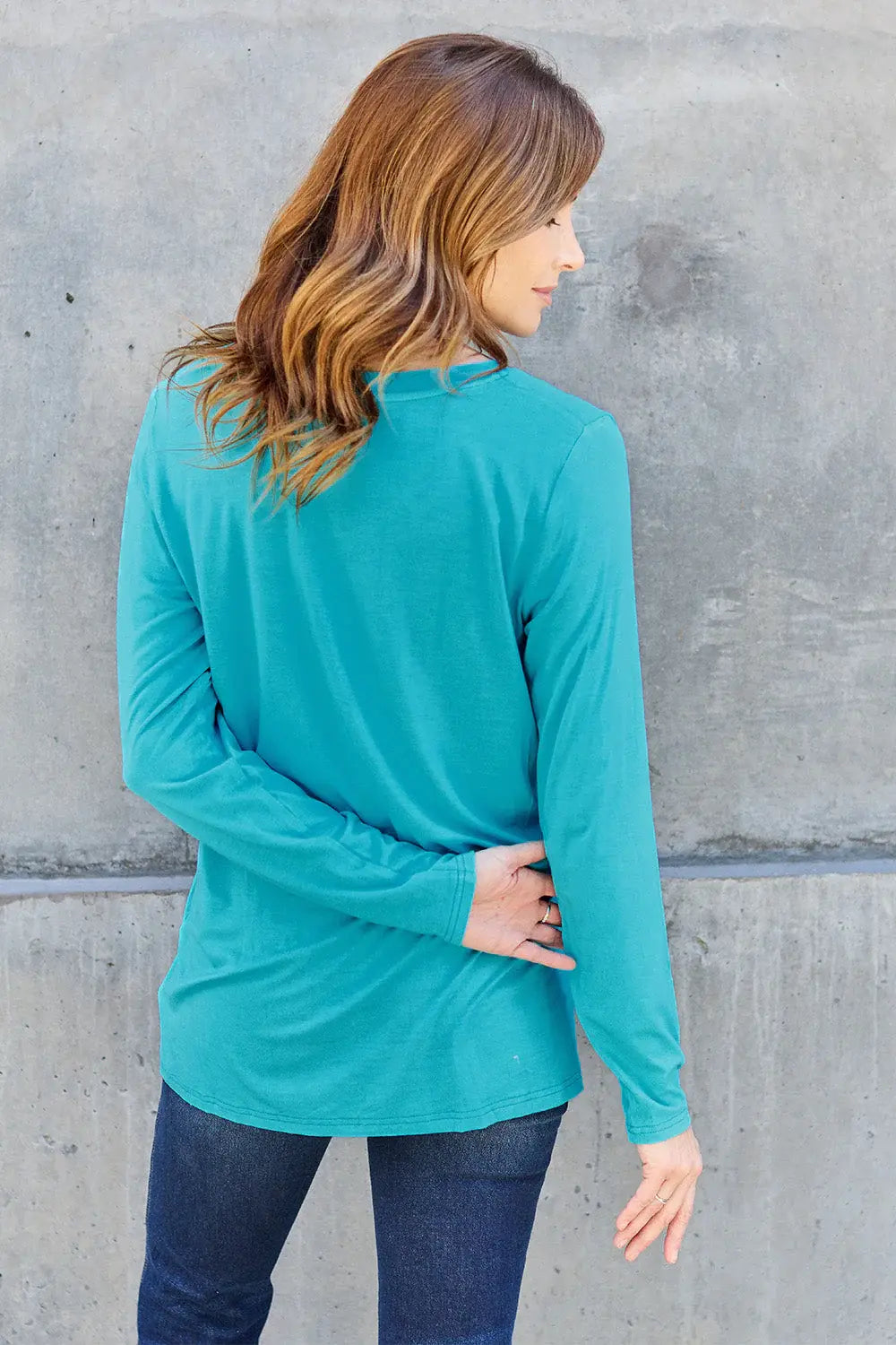Basic Bae Full Size V-Neck Long Sleeve Top - ShopBasicbae - Flyclothing LLC