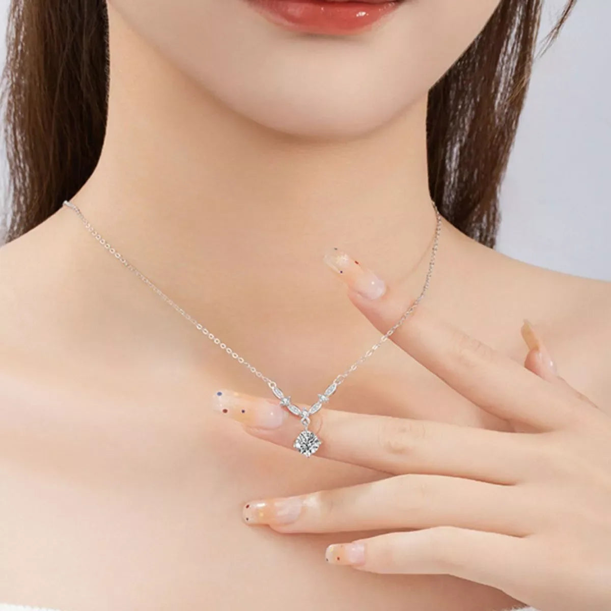 1 Carat Moissanite 925 Sterling Silver Necklace - Trendsi - Flyclothing LLC