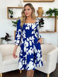 Double Take Full Size Floral Ruffle Hem Smocked Dress with Pockets - Trendsi - Flyclothing LLC