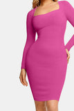 Basic Bae Full Size Built-In Shapewear Square Neck Long Sleeve Dress - ShopBasicbae - Flyclothing LLC