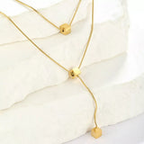 18K Gold-Plated Double Layered Geometric Necklace - Trendsi - Flyclothing LLC