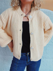 Button Up Long Sleeve Cardigan - Trendsi