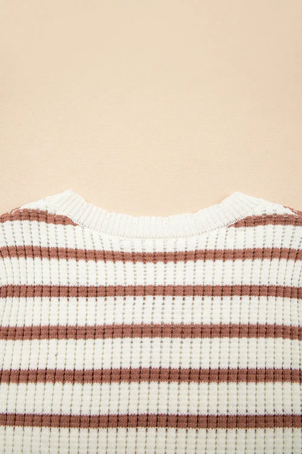 Stripe Scalloped Round Neck Short Sleeve Sweater - Trendsi - Flyclothing LLC