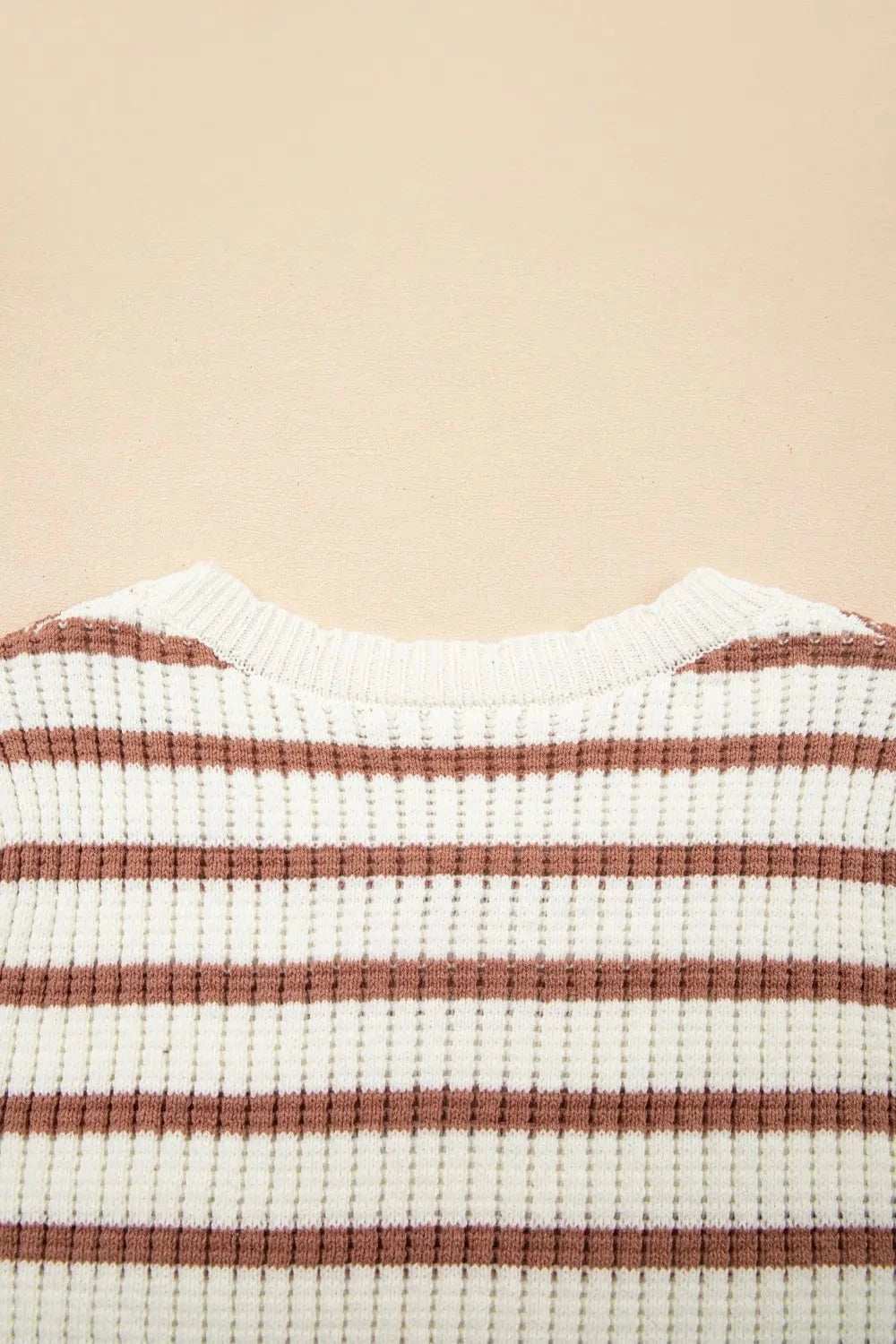 Stripe Scalloped Round Neck Short Sleeve Sweater - Trendsi - Flyclothing LLC