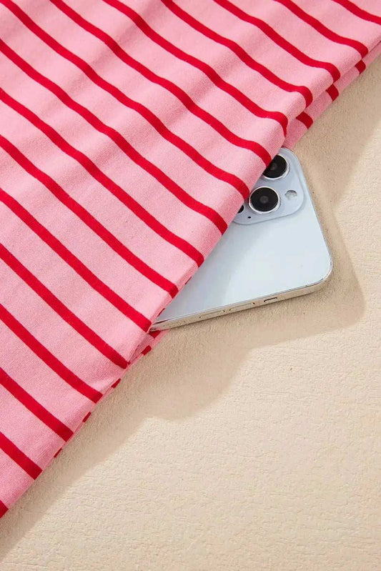Pocketed Striped Half Sleeve Tee Dress - Trendsi - Flyclothing LLC