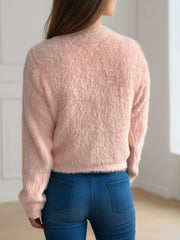 Cutout Knot Button Long Sleeve Cardigan - Trendsi