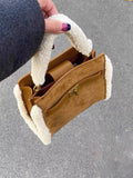 Sherpa Trim Suede Crossbody Bag - Trendsi - Flyclothing LLC