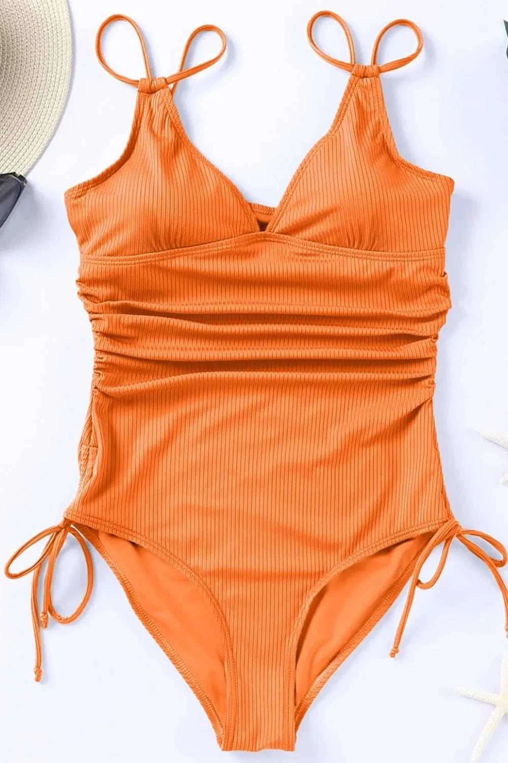 Drawstring Plunge One-Piece Swimwear - Trendsi - Flyclothing LLC