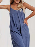 Loose Fit Spaghetti Strap Wide Leg Overalls with Pockets - Trendsi - Flyclothing LLC
