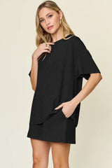 Double Take Basic style Round Neck Solid Set - Trendsi - Flyclothing LLC