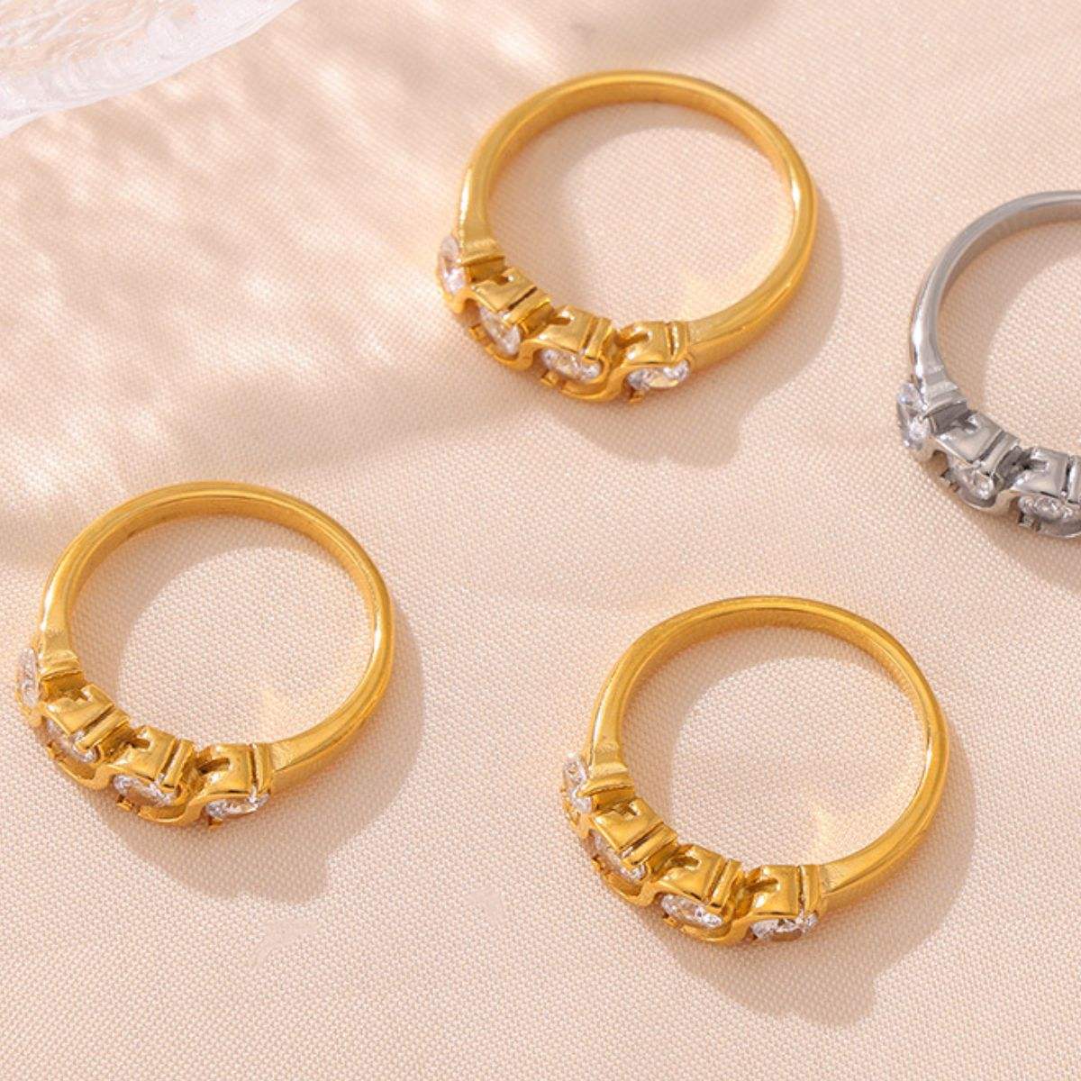Stainless Steel Inlaid Zircon Ring - Trendsi - Flyclothing LLC