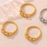 Stainless Steel Inlaid Zircon Ring - Trendsi