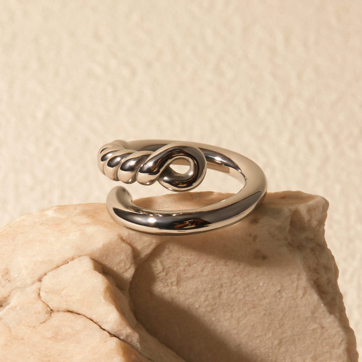 Stainless Steel Knot Bypass Ring Trendsi