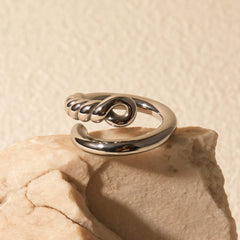 Stainless Steel Knot Bypass Ring Trendsi