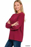 Zenana Double Knit Round Neck Long Sleeve Top - Trendsi - Flyclothing LLC