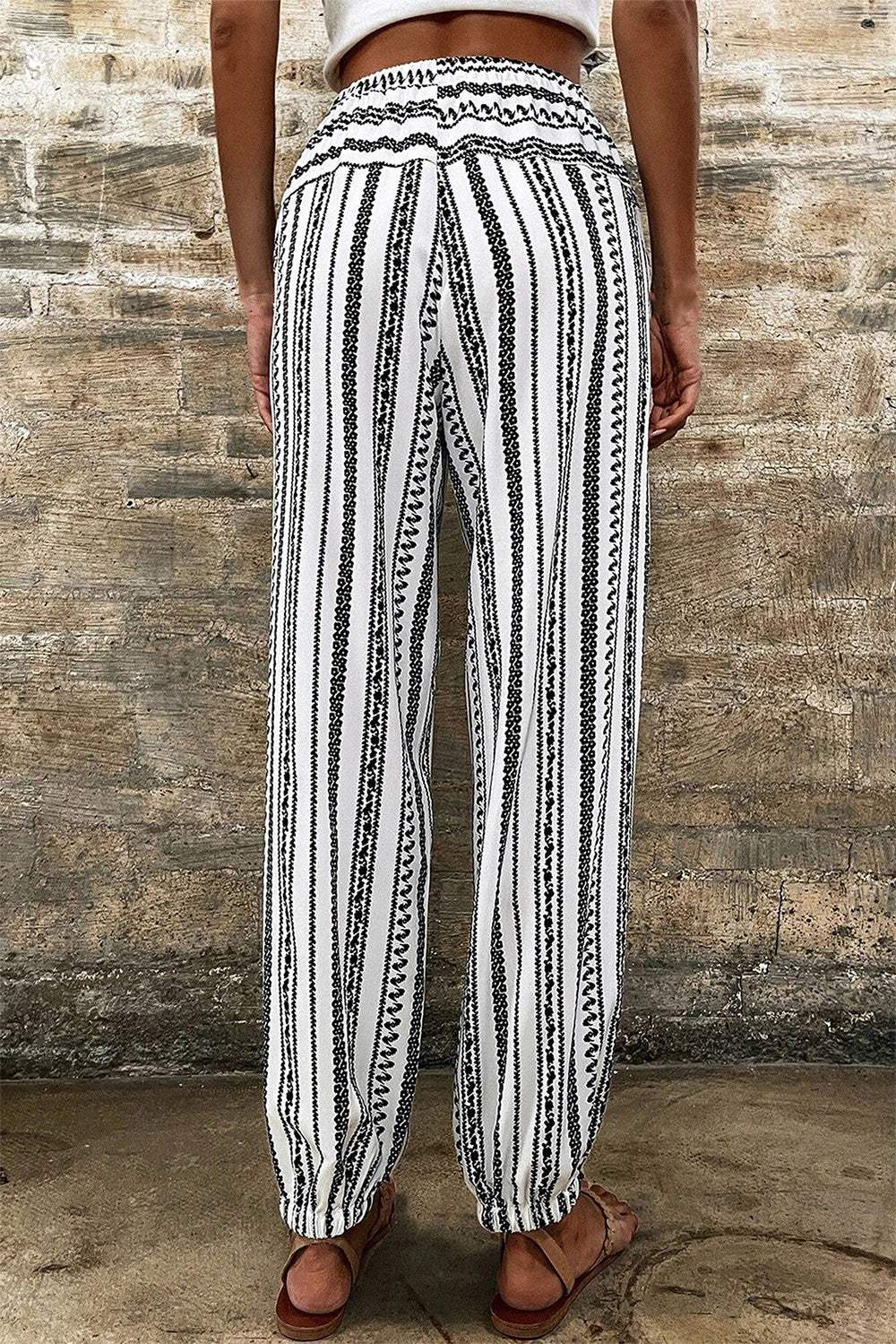 Printed Elastic Waist Pants - Trendsi - Flyclothing LLC