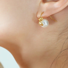Titanium Steel Bow Drop Earrings - Flyclothing LLC
