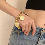 18K Gold-Plated Coin Charm Bracelet - Trendsi - Flyclothing LLC