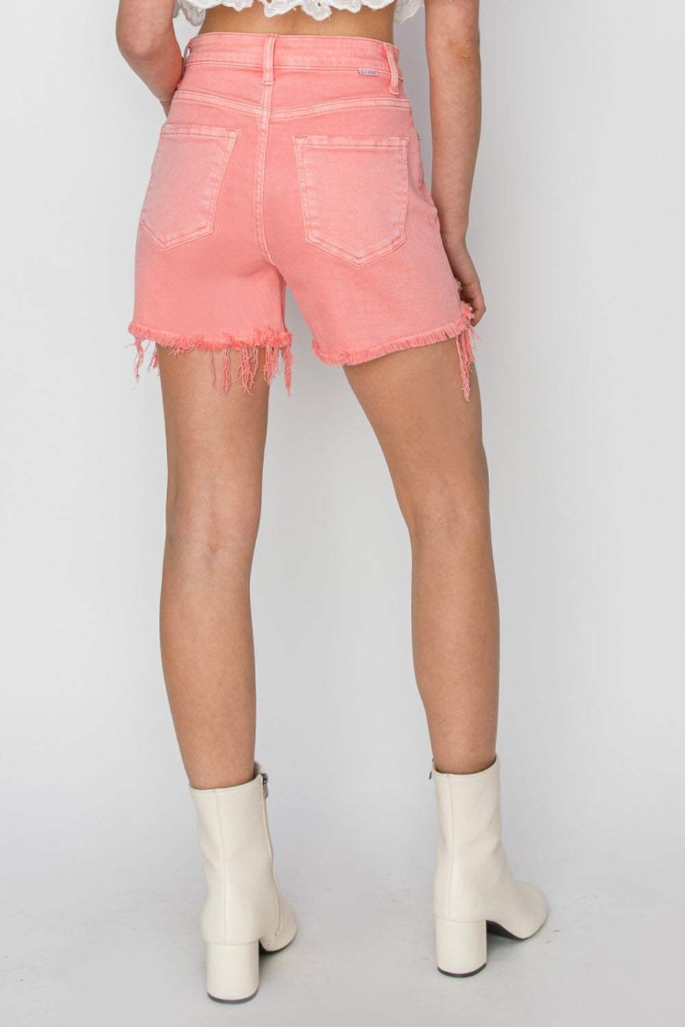 RISEN High Rise Distressed Denim Shorts - Trendsi - Flyclothing LLC