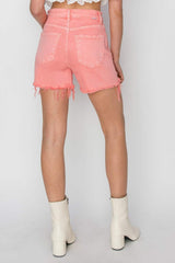RISEN High Rise Distressed Denim Shorts - Trendsi - Flyclothing LLC